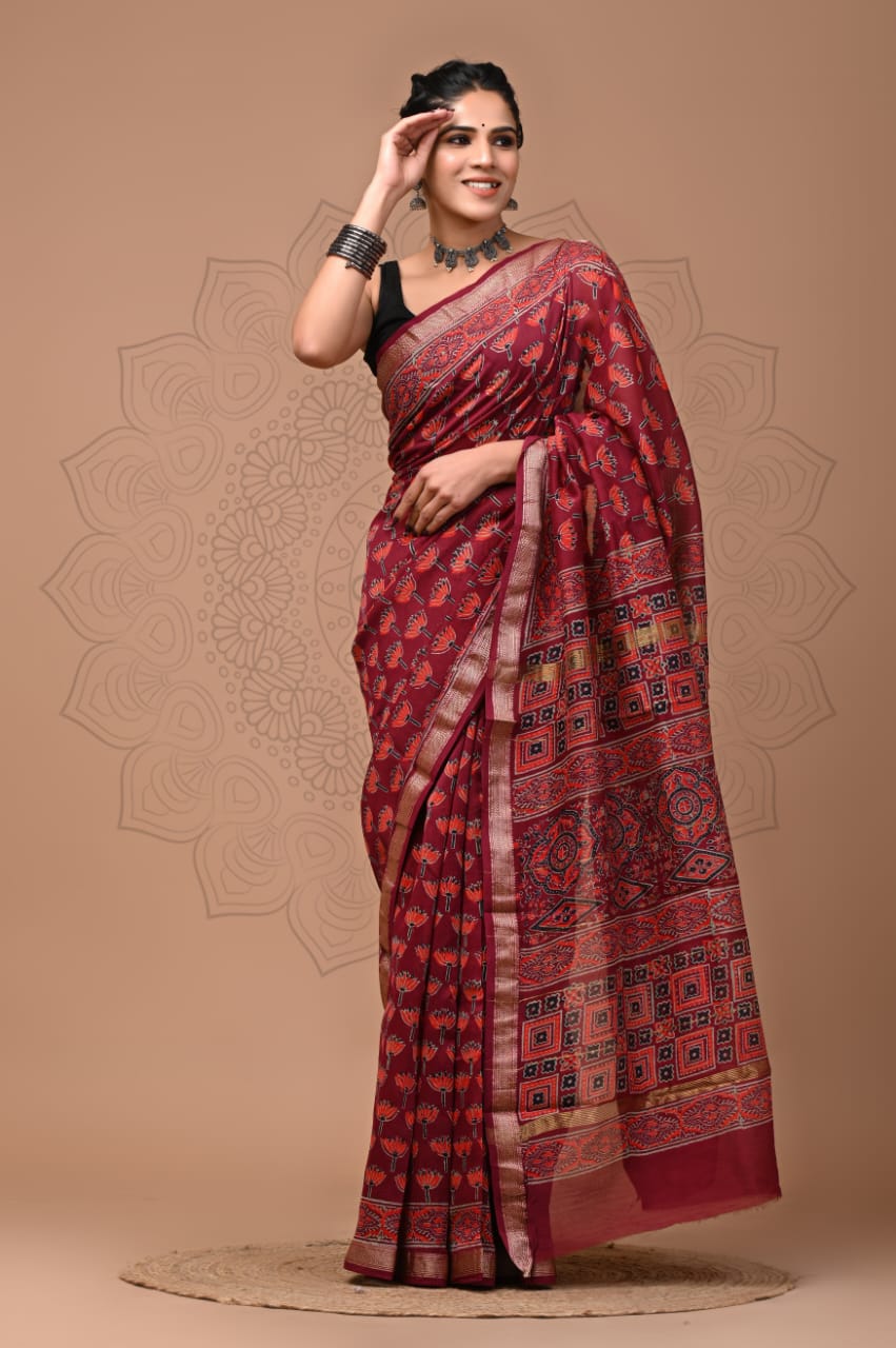 Bagru Linen Sarees