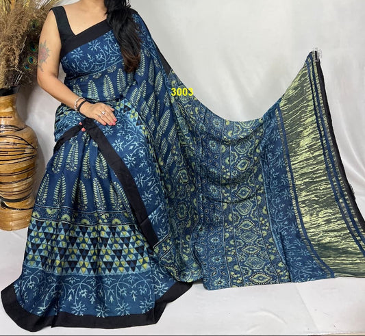 Ajrakh Modal Silk Sarees