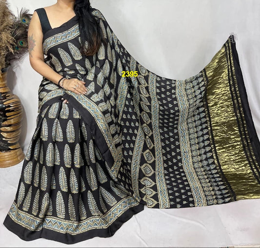 Ajrakh Modal Silk Sarees
