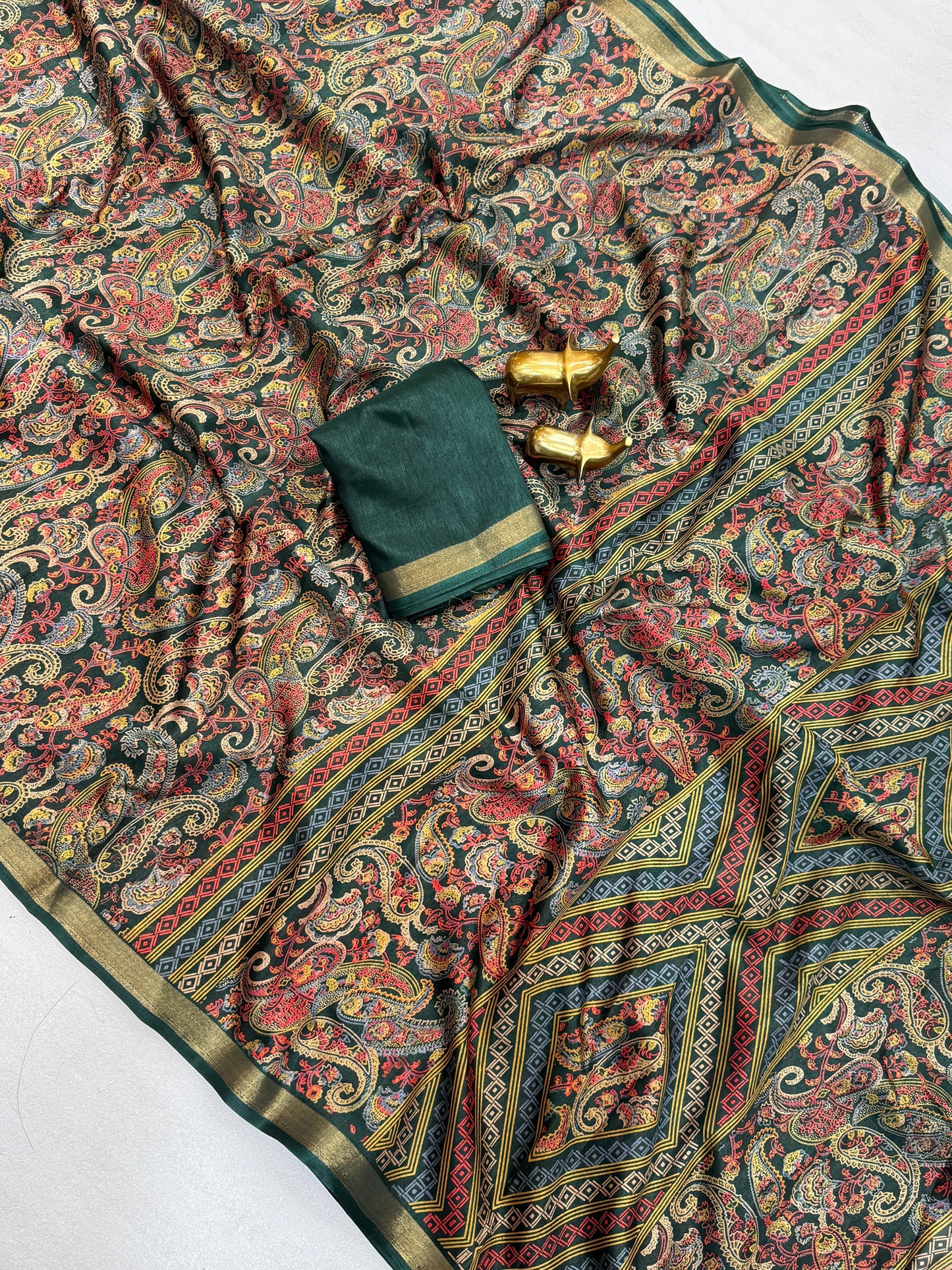 Soft Tussar with Mango Motifs light green Color