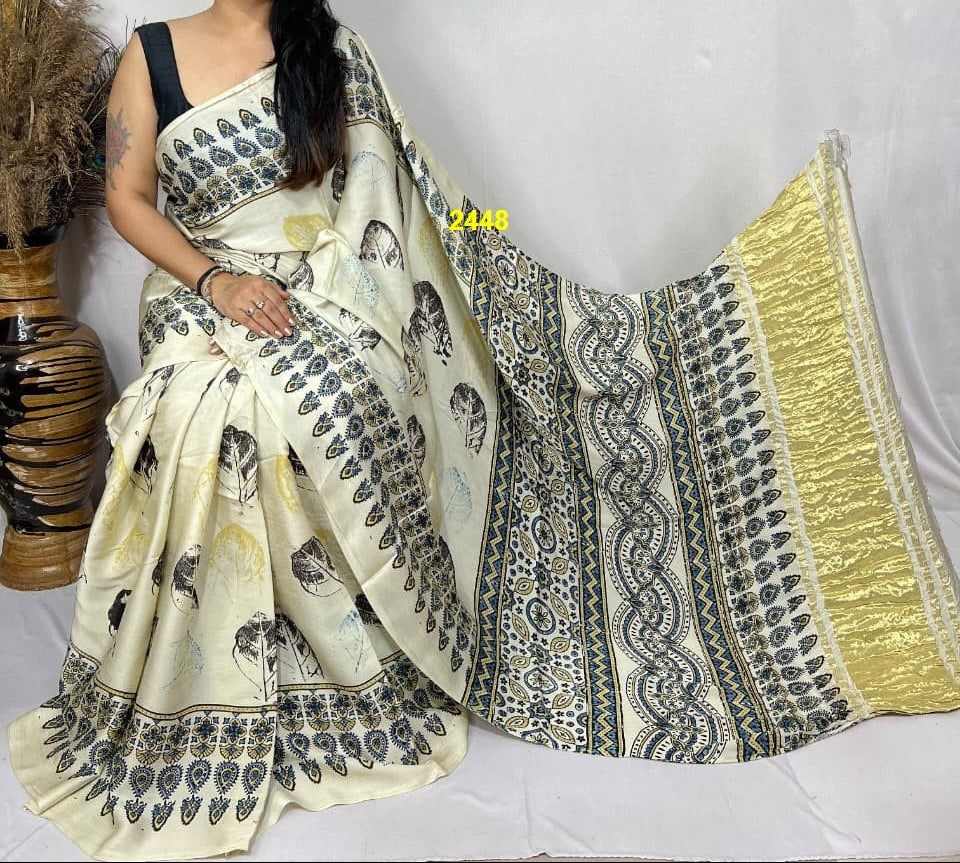 Ajrakh Modal Silk Sarees