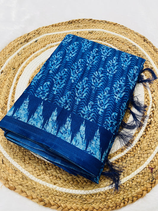 Khadi Silk Sarees Indigo Variation 1
