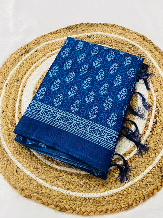Khadi Silk Sarees Indigo Variation 2