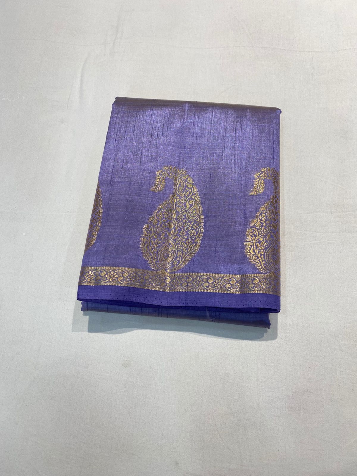 Semi Tussar Silk Saree = Light Violet with Mango Motifs and Sleek Border